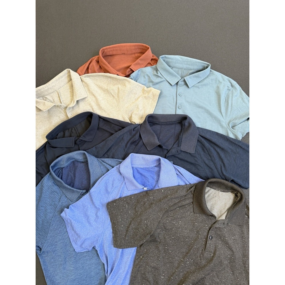 Lululemon Men's Multi Polo Short Sleeve Shirt Active Performance Sz M (8 Total)